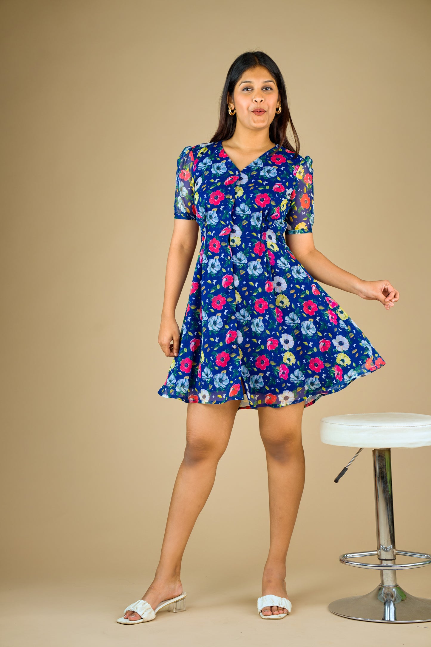 Aster Blue Floral Maternity Dress