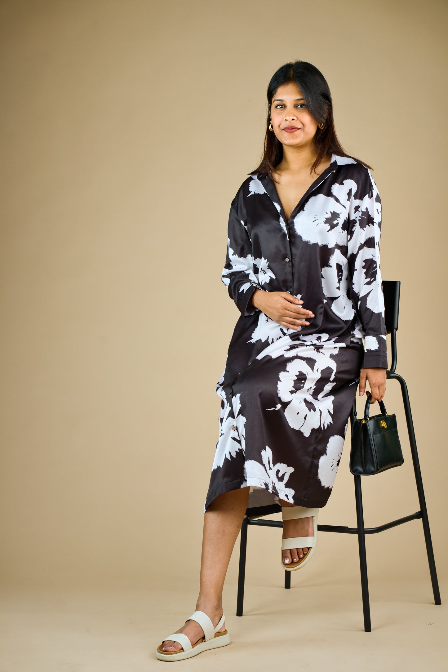 Hazel Black Floral Maternity Dress