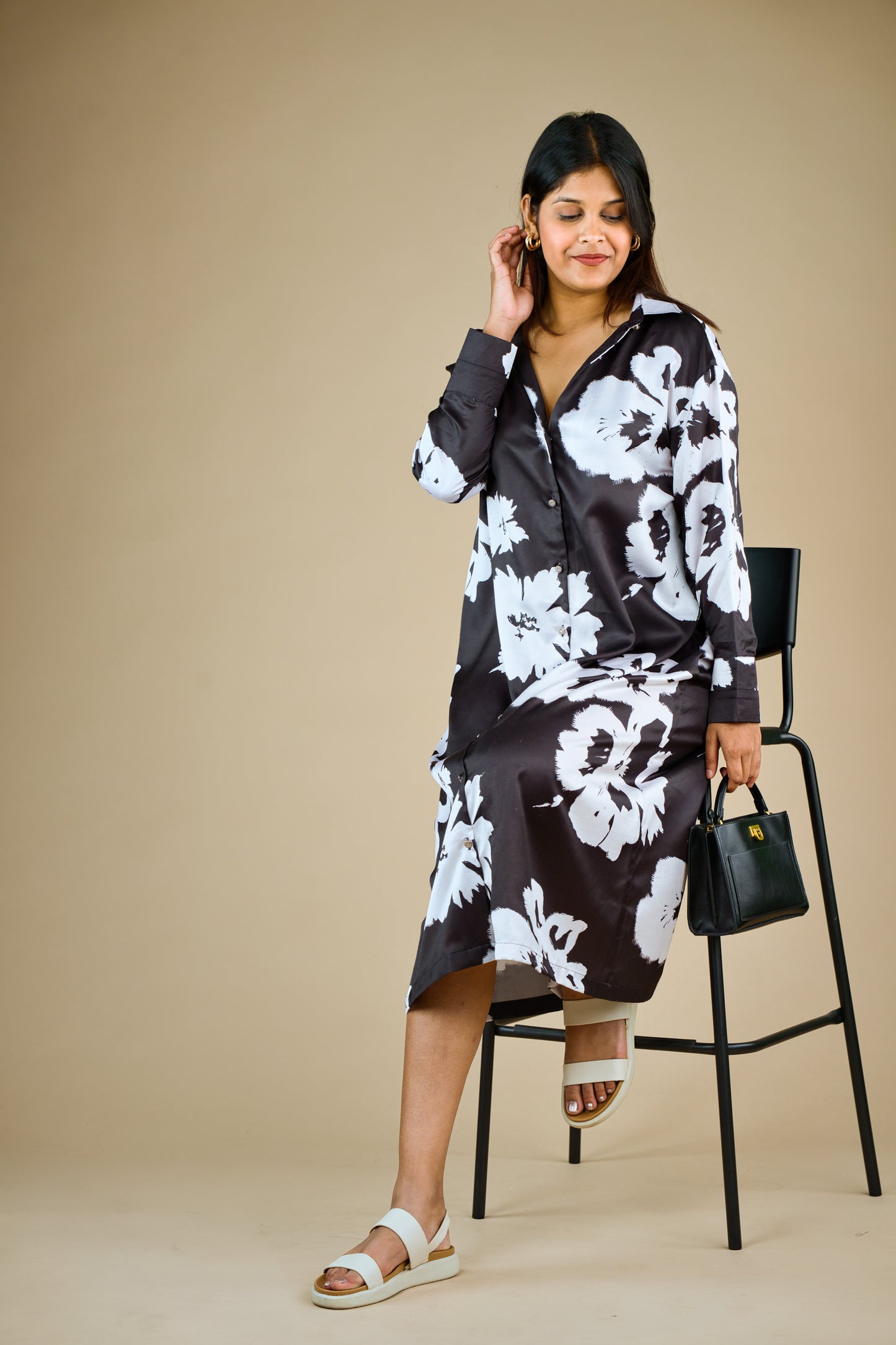 Hazel Black Floral Maternity Dress