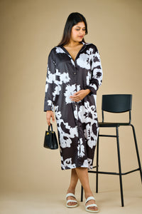 Hazel Black Floral Maternity Dress